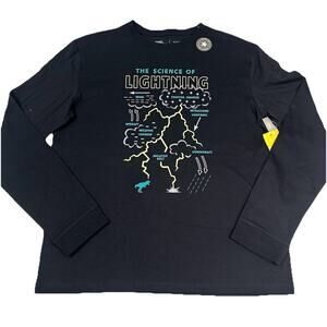 Rumi + Ryder Boys Black The Science of Lightning Glow In The Dark T-Shirt Large